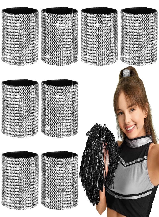 Maysing Cheerleader Crystal Rhinestone Ponytail Holders Stretchy Elastic Scrunchies Hair Tie Cheer Rhinestone Ponytail Cuff Dance Gymnastics Bling Hair Accessories Cheerleading Gifts for Women Hairbands - Image 1